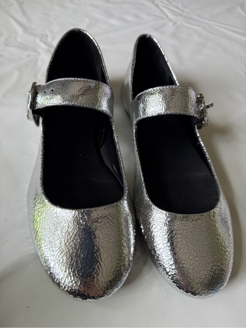 Zara Metallic Leather Ballet Flats